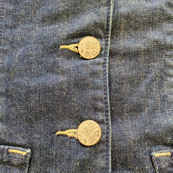 Levi's Jeans Dark Wash Blue Denim Blazer Style Jacket with Silver Buttons Medium - Picture 4 of 9